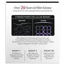 Skincare ingredient box, white with before-and-after skin diagram and text blocks