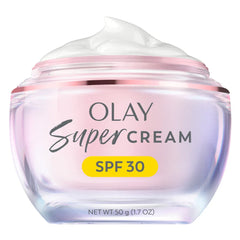 Olay Super Cream with Sunscreen SPF 30, Lightweight Face Moisturizer with Sun Protection, 5-in-1 Skin Care Benefits - Hydrating, Brightening, Firming - Niacinamide, Vitamin C, Collagen Peptide, 1.7oz - USA MEGA SHOP