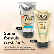 Olay Total Effects foaming face wash set, three gold tubes with black bases