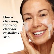 Olay foaming face wash lather on a clean face