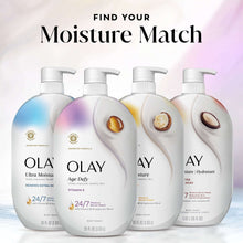 Olay body wash bottles set with “Find Your Moisture Match” headline
