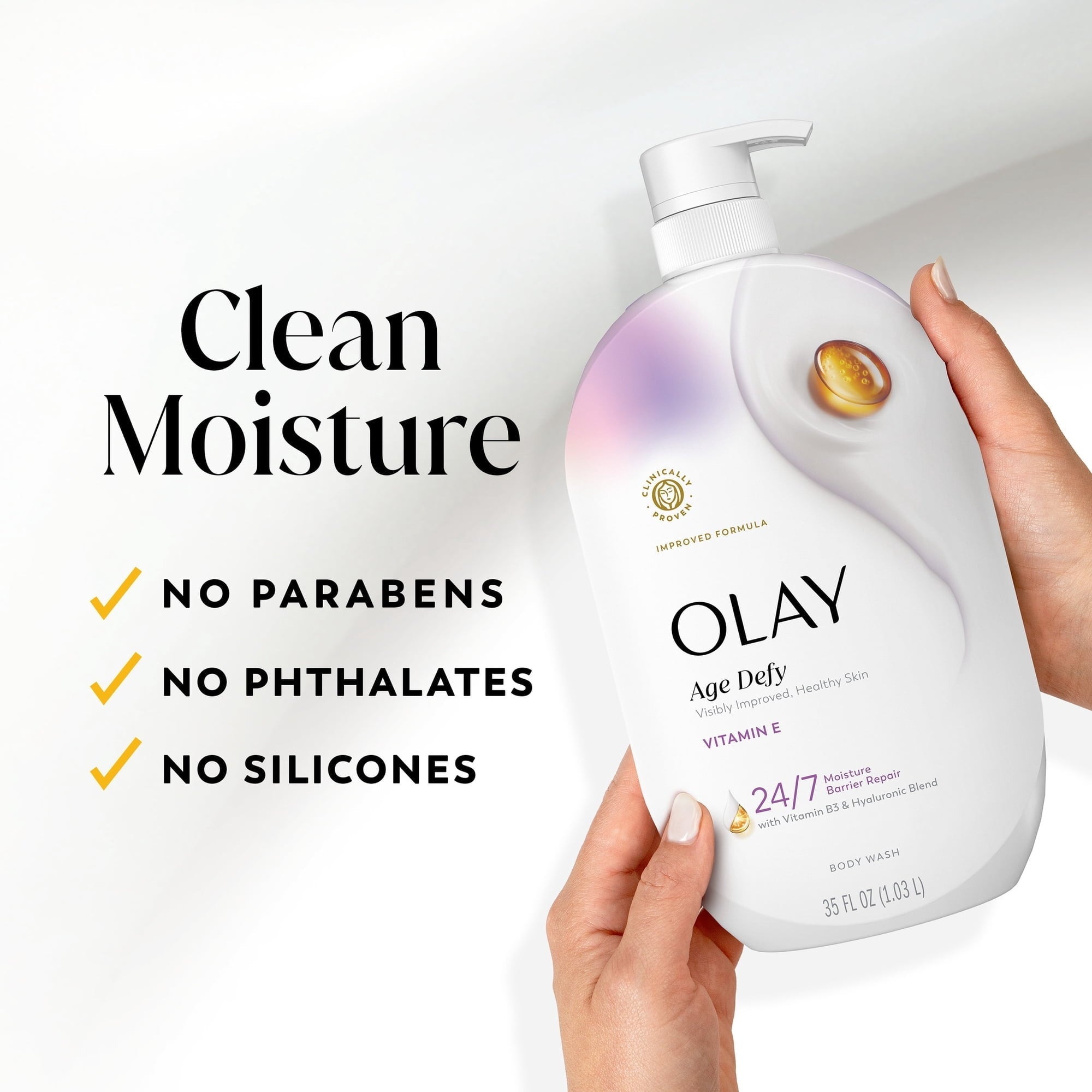 Olay Age Defy Body Wash, Ultra Moisture, Vitamin B3 & Hyaluronic, 35oz