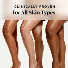 Body wash application on legs, shown as smooth skincare coverage