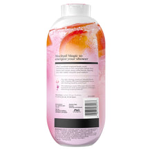 Pink body wash bottle with white pump cap, rounded translucent plastic