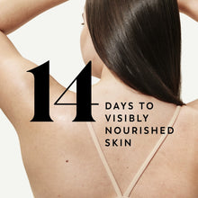 Body wash claim graphic with person’s upper back and 14 days nourished skin text