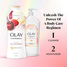 Body wash bottle and pump dispenser shown together for body cleansing