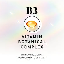 Body wash B3 vitamin botanical complex label with golden drop icon