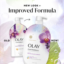 Body wash bottle with orchid & black currant, improved formula new look