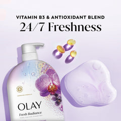 Olay Fresh Radiance Body Wash, Orchid & Black Currant, with Vitamin B3, 35oz