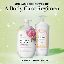 Olay Fresh Radiance body wash bottles, rose water & sweet nectar, 2-pack