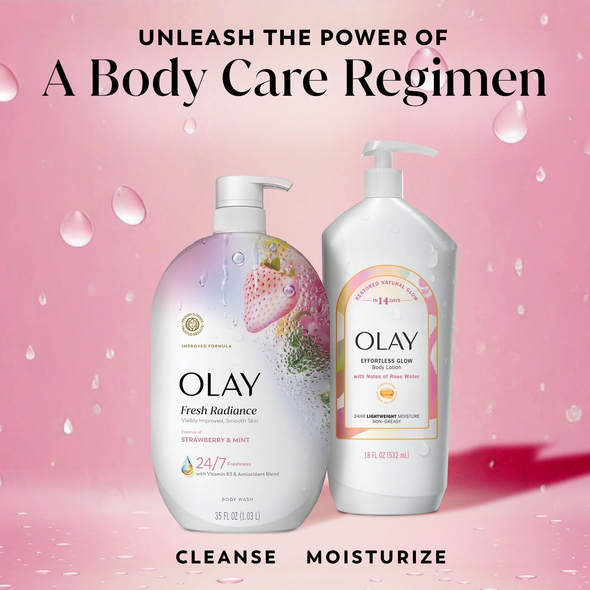 Olay Fresh Radiance Body Wash, Strawberry & Mint, with Vitamin B3, 35oz