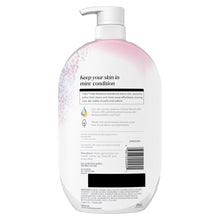 Body wash pump bottle, white back with ingredient and directions panel