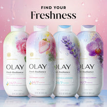 Olay Fresh Radiance body wash bottles assortment showing different scents