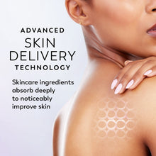 Body wash absorbed into bare shoulder skin, dotted pattern area on torso