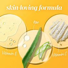 Sunscreen formula featuring aloe, vitamin E, and vitamin C
