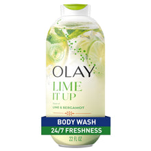 Olay Lime It Up body wash bottle, lime and bergamot scent, 22 fl oz