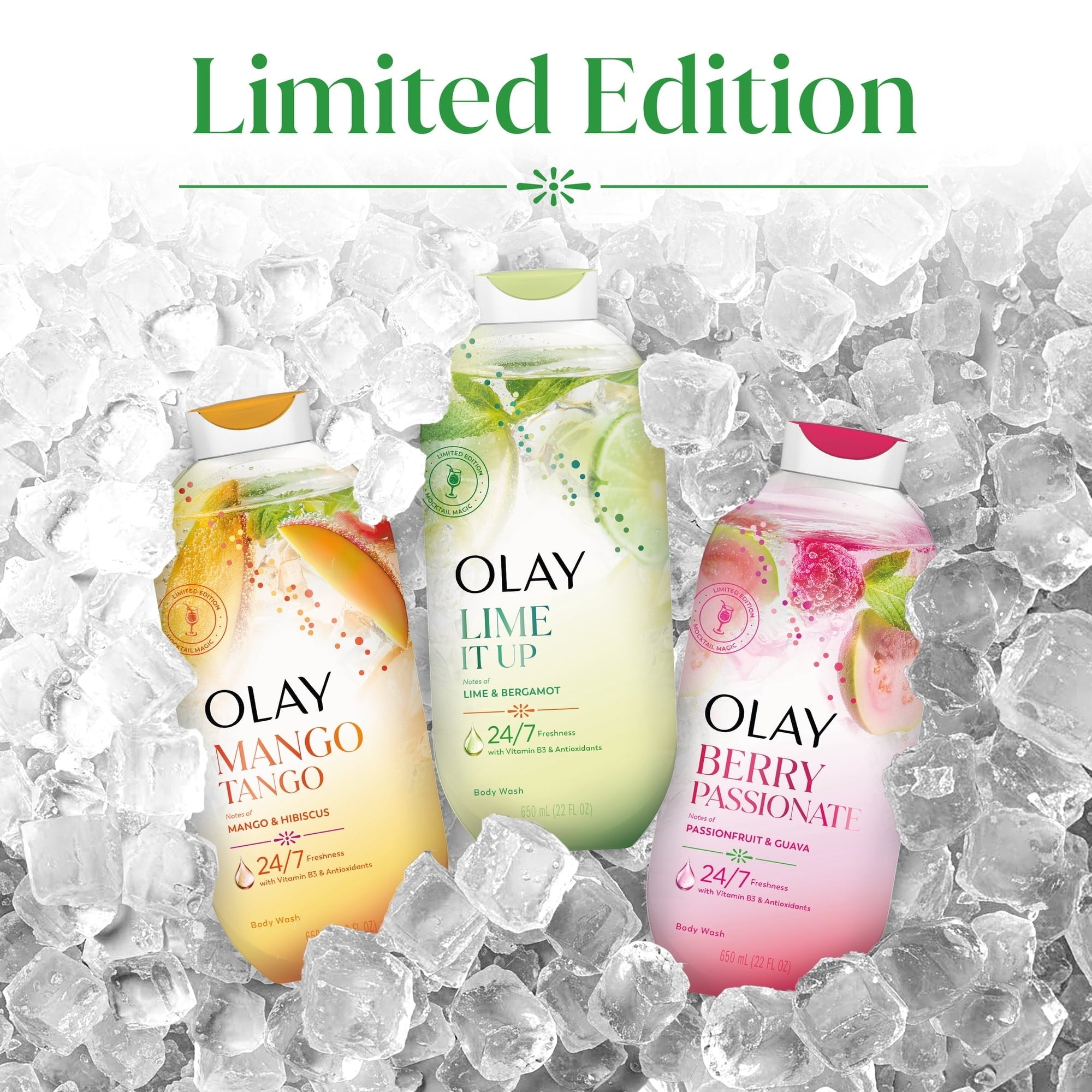 Olay Lime It Up Body Wash with Notes of Lime and Bergamot, Vitamin B3 and Antioxidant Blend, 22oz