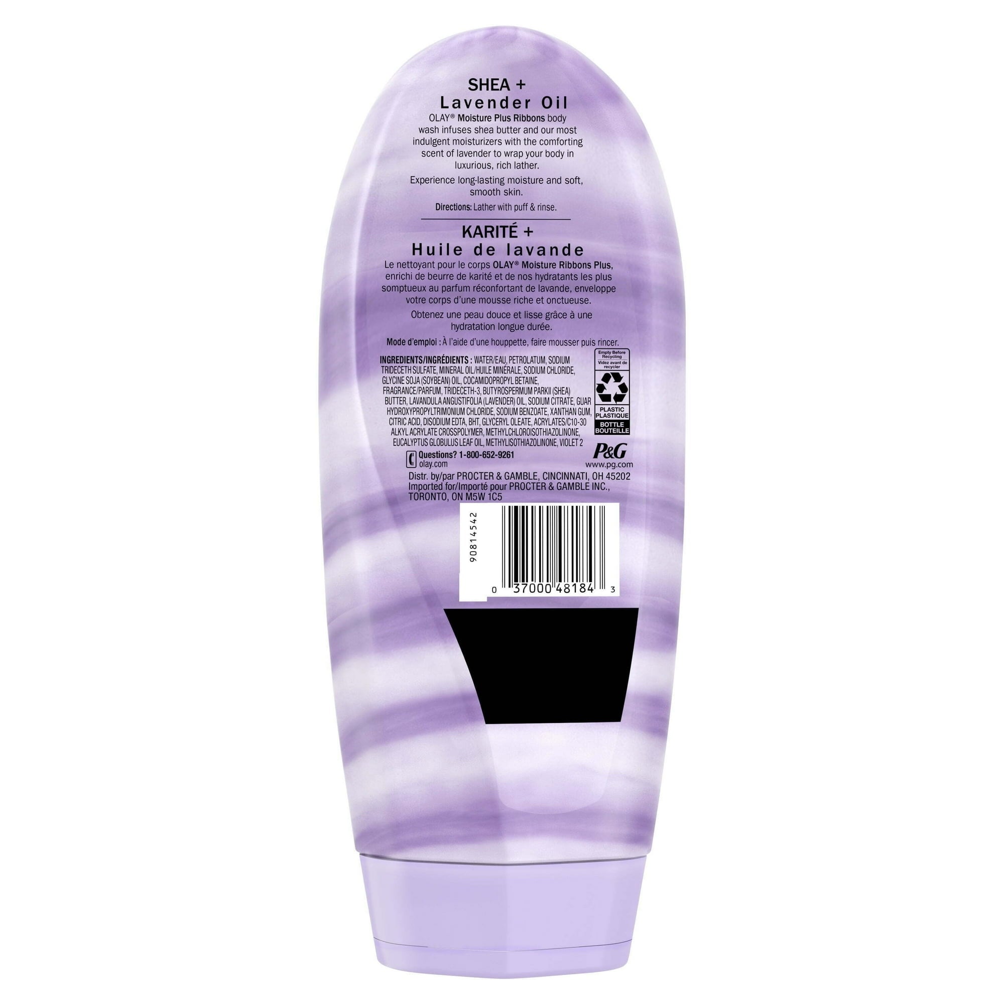 Olay Moisture Ribbons Women's body Wash, Shea + Lavender Oil, 18 fl oz