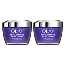 Olay Pro Advanced Retinol night moisturizer jars, 2-pack, purple pots with silver lids