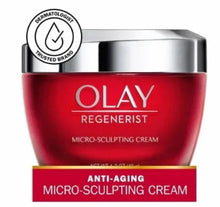 OLAY Regenerist micro-sculpting cream jar with red label and silver lid
