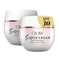 Olay Super Cream SPF 30 moisturizer jar, white with pink label, 1.7 oz