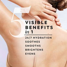 Body wash application on bare skin with hands and light white foam