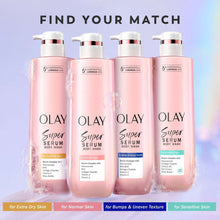 Four body wash bottles in pink shades lined up for different skin needs