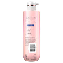 Olay Super Serum body wash bottle back with barcode and product details, pink