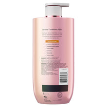 Olay Super Serum body wash bottle, pink bottle with barcode and usage text.