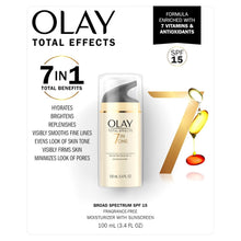 Olay Total Effects 7-in-1 moisturizer box with broad spectrum SPF 15