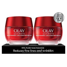Olay Ultimate hydrating moisturizer 2-pack: two red cream jars with screw lids