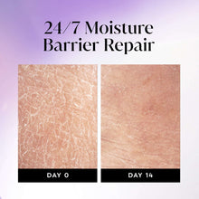 Skin improvement panels labeled day 0 and day 14 for moisture barrier repair