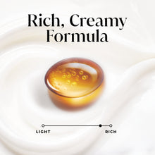 Amber, rich creamy body wash texture drop graphic