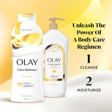 Olay Ultra Moisture body wash bottles with pump and 1 cleanse, 2 moisturize