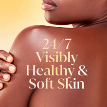 Arm with body wash foam, 24/7 visibly healthy & soft skin text