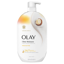 Olay Ultra Moisture body wash bottle with white pump, 35 fl oz
