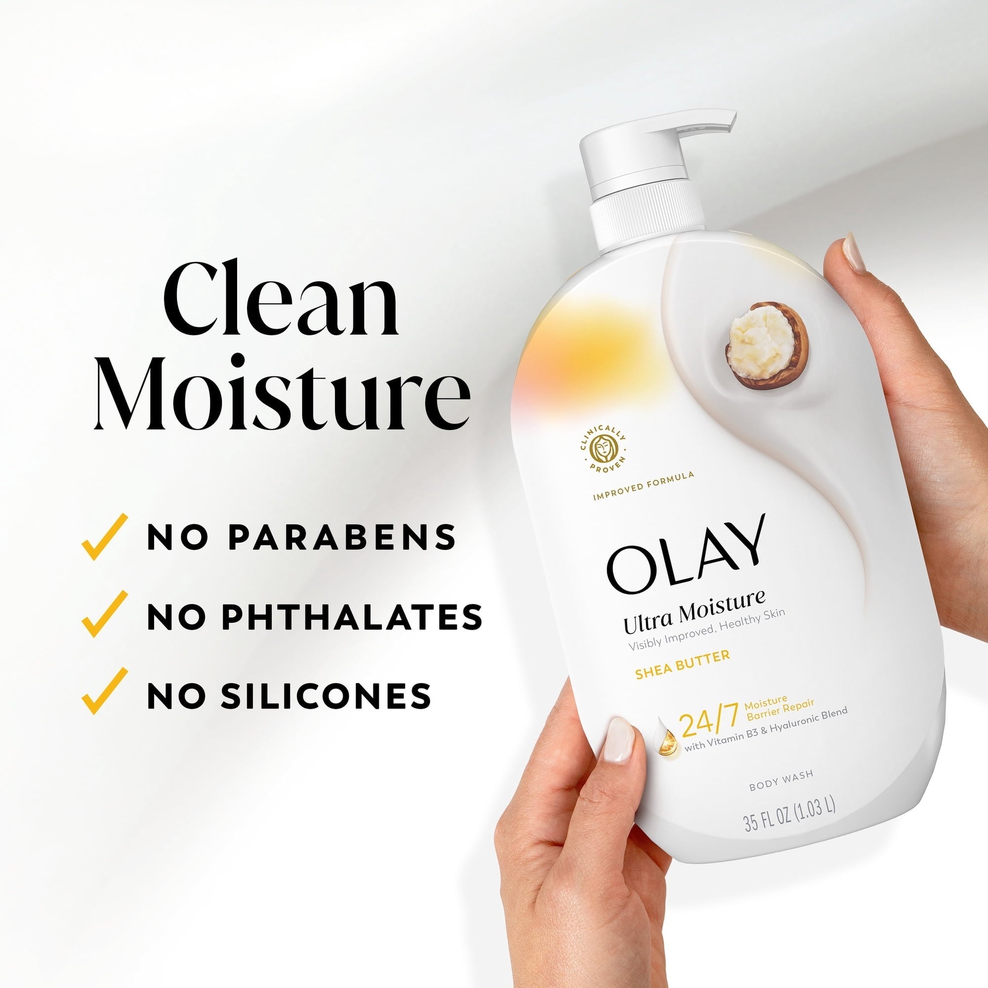Olay Ultra Moisture Body Wash with Shea Butter, Vitamin B3 and Hyaluronic Blend, 35oz