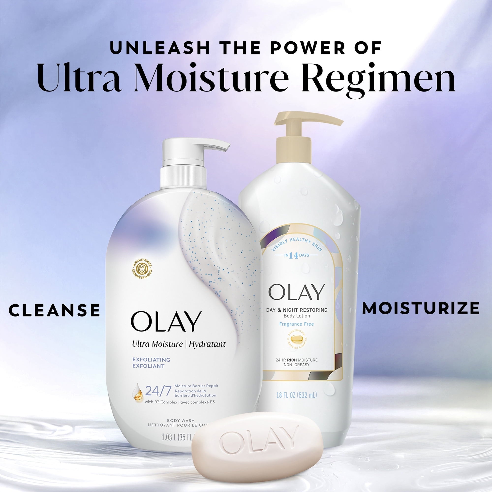 Olay Ultra Moisture Exfoliating Body Wash, Vitamin B3 and Hyaluronic Blend, 35oz