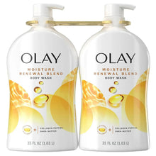 Olay moisture renewal blend body wash bottles, pump-top, 35 fl oz, 2-pack