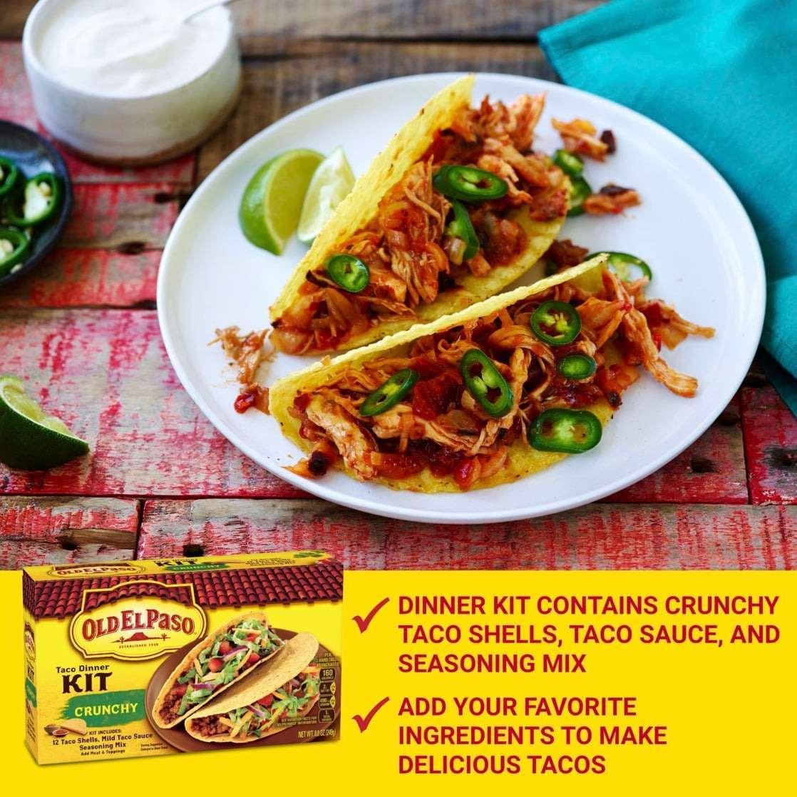 Old El Paso Crunchy Taco Dinner Kit, Easy Meal Prep, 12 Count, 8.8 oz - USA MEGA SHOP