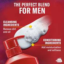 Old Spice 2-in-1 shampoo and conditioner with cleansing and conditioning ingredients graphics