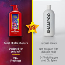 Old Spice Cosmic Quest 2-in-1 shampoo and conditioner bottle vs generic scent bottle