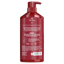 Old Spice Cosmic Quest 2-in-1 shampoo and conditioner back label on red bottle