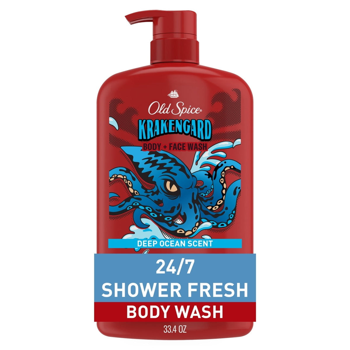 Old Spice Body Wash for Men, Krakengard 2 in 1 with Lasting Scent, 33.4oz