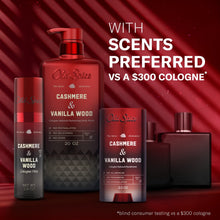 Old Spice body wash trio, Cashmere & Vanilla Wood bottles with red pumps