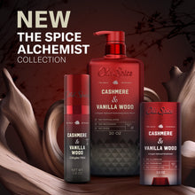 Old Spice body wash set, Cashmere & Vanilla Wood, three bottles with red pumps