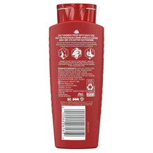 Old Spice body + face wash bottle back with usage and ingredient information