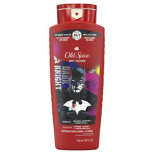 Old Spice body + face wash bottle front with 24/7 claims and Black Cherry scent