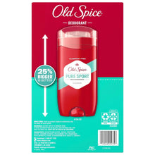Old Spice Pure Sport deodorant stick, red with clear cap