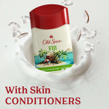 Old Spice Fiji antiperspirant stick with red cap, white label and coconut-themed graphic.